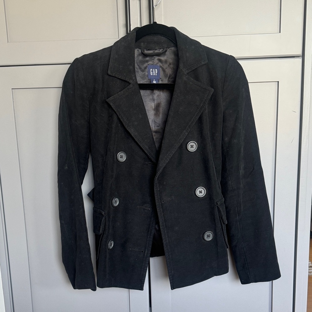 GAP Charcoal Double-Breasted Jacket Pea Coat
